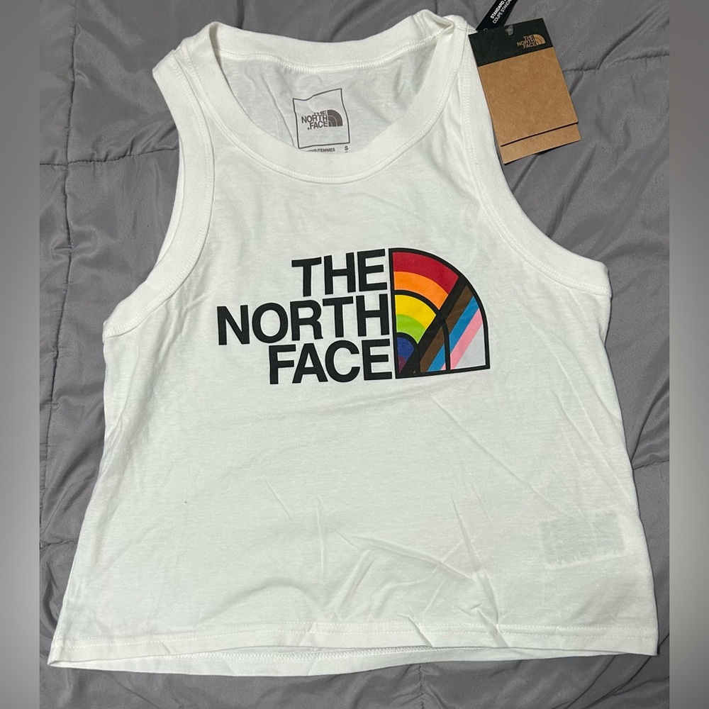 The North Face White Tank Top with Rainbow Logo